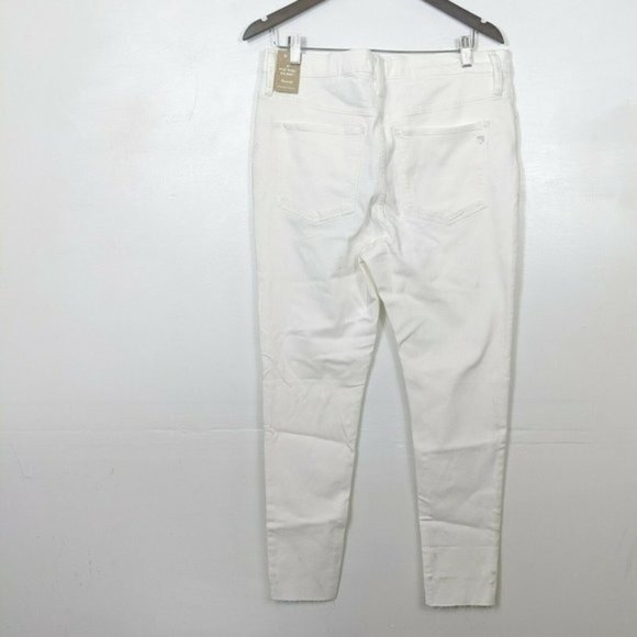 MADEWELL NWT Button Fly Mid Rise Skinny Jeans Raw Hem White Size 32 - Picture 4 of 12